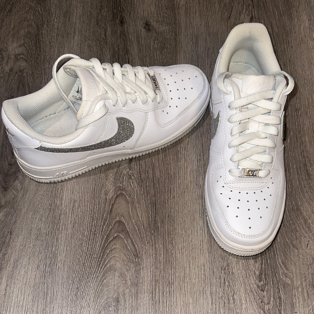 Kids White and Silver Sneakers